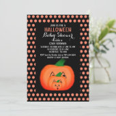 Cute Halloween Pumpkin Black Oranje Baby shower  Kaart (Staand voorkant)