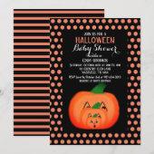 Cute Halloween Pumpkin Black Oranje Baby shower Kaart (Voorkant / Achterkant)
