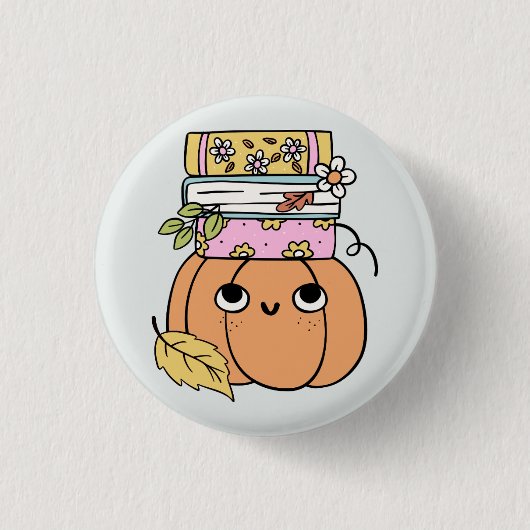 Cute Halloween Pumpkin Book Lover Ronde Button 3,2 Cm (Voorkant)