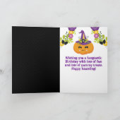 Cute Halloween Pumpkin Floral Happy Birthday Kaart (Binnen)