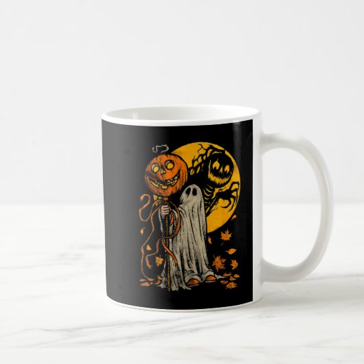 Cute Halloween Pumpkin Ghost Autumn Leaves Graphic Koffiemok (Rechts)
