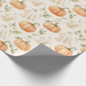 Cute Halloween Pumpkin Ghost Cadeaupapier (Hoek)