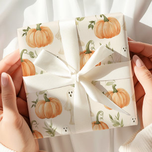 Cute Halloween Pumpkin Ghost Cadeaupapier