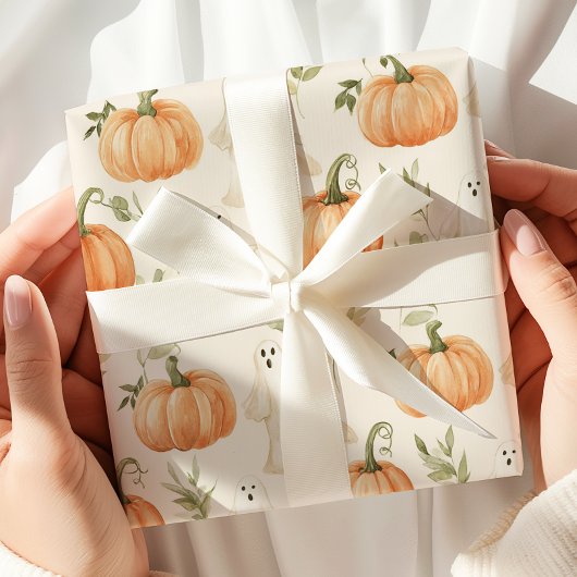 Cute Halloween Pumpkin Ghost Cadeaupapier