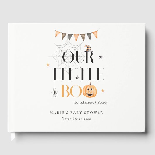 Cute Halloween Pumpkin Little Boo Baby shower Gastenboek (Voorkant)