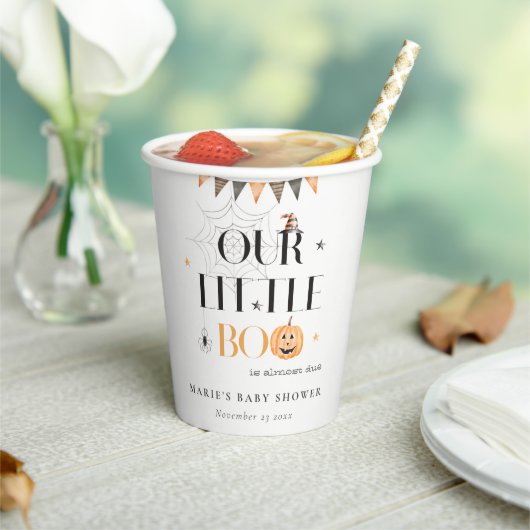 Cute Halloween Pumpkin Little Boo Baby shower Papieren Bekers (Insitu)