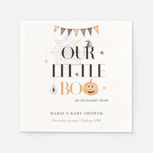 Cute Halloween Pumpkin Little Boo Baby shower Servet (Voorkant)