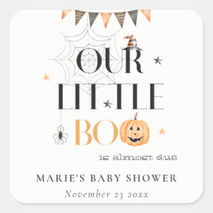 Cute Halloween Pumpkin Little Boo Baby shower Vierkante Sticker