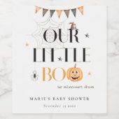 Cute Halloween Pumpkin Little Boo Baby shower Wijn Etiket (Enkel label)
