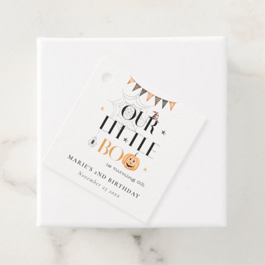 Cute Halloween Pumpkin Little Boo Kids Birthday Bedankjes Labels (In situ)