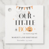 Cute Halloween Pumpkin Little Boo Kids Birthday Bedankjes Labels (Voorkant)