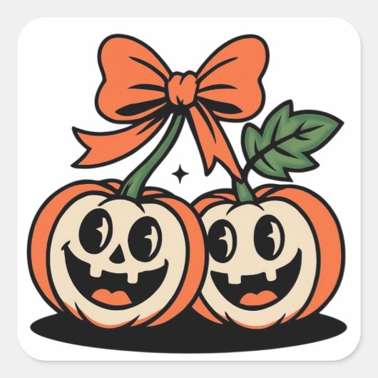 Cute Halloween Pumpkin Pair Sticker (Voorkant)