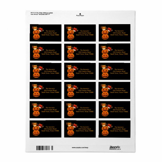 Cute Halloween Pumpkin - Persoonlijk adres Etiket (Full Sheet)