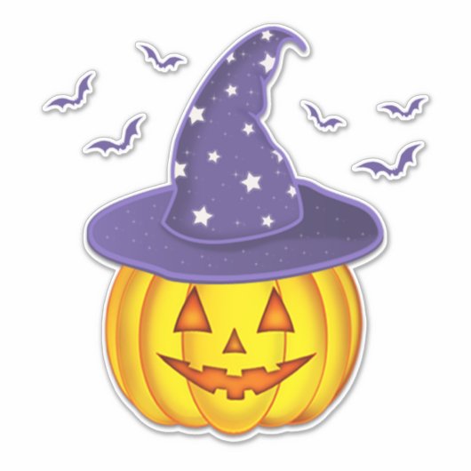 Cute Halloween Pumpkin Pet en vleermuizen Sticker (Voorkant)