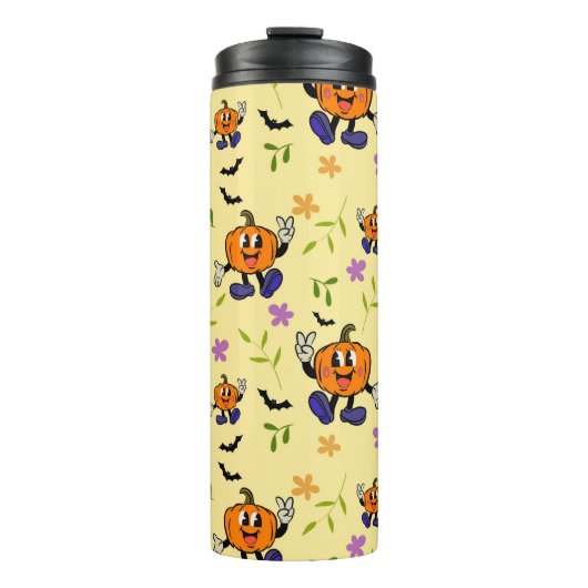 Cute Halloween Pumpkin Seamless Pattern  Thermosbeker (Voorkant)