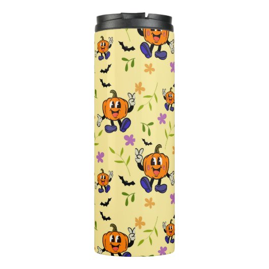 Cute Halloween Pumpkin Seamless Pattern  Thermosbeker (Achterkant)