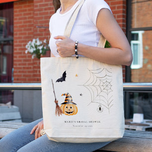 Cute Halloween Pumpkin Spider Web Vrijgezellenfees Tote Bag