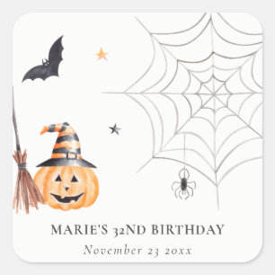 Cute Halloween Pumpkin Spiderweb Elke dag Vierkante Sticker