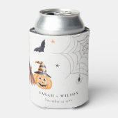 Cute Halloween Pumpkin Spiderweb Spooky Wedding Blikjeskoeler (Blikje Voorkant)