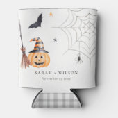 Cute Halloween Pumpkin Spiderweb Spooky Wedding Blikjeskoeler (Voorkant)
