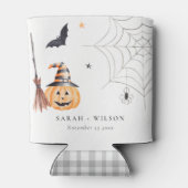 Cute Halloween Pumpkin Spiderweb Spooky Wedding Blikjeskoeler (Achterkant)