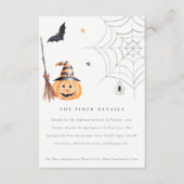 Cute Halloween Pumpkin Spiderweb Wedding Details Informatiekaartje (Voorkant)