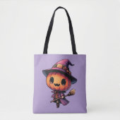 Cute Halloween pumpkin witch Tote Bag (Voorkant)