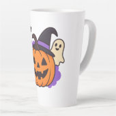 Cute Halloween Pumpkin with Witch Hat – Ghost & Ba Latte Mok (Rechterhoek)