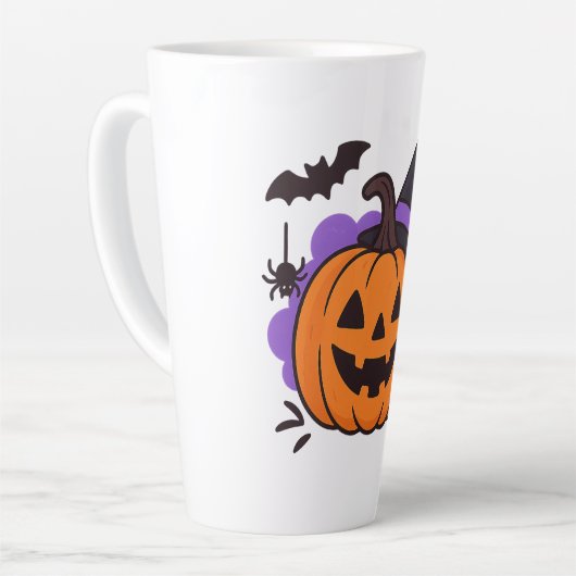 Cute Halloween Pumpkin with Witch Hat – Ghost & Ba Latte Mok (Linkerhoek)
