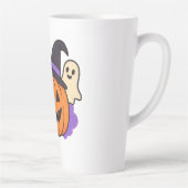 Cute Halloween Pumpkin with Witch Hat – Ghost & Ba Latte Mok (Rechts)