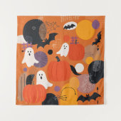 Cute Halloween Pumpkins and Ghosts Wandkleed (Voorkant)