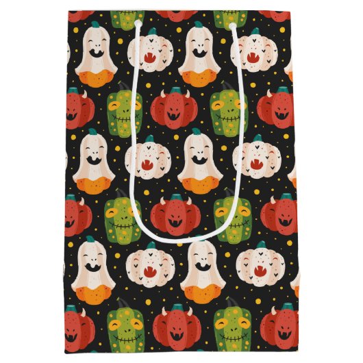 Cute Halloween Pumpkins and Gourds Medium Cadeauzakje (Achterkant)