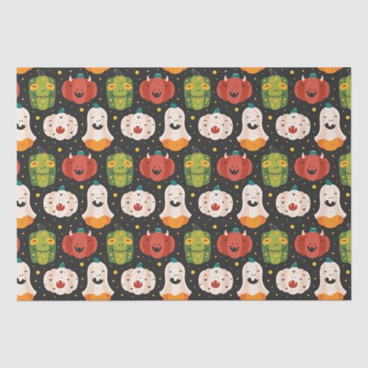 Cute Halloween Pumpkins and Gourds Tissuepapier (Voorkant)