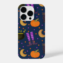 Cute Halloween Pumpkins, Cats and Moons iPhone 14 Plus Hoesje