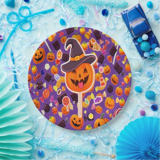 Cute Halloween Pumpkins Papieren Bordje (Feest)