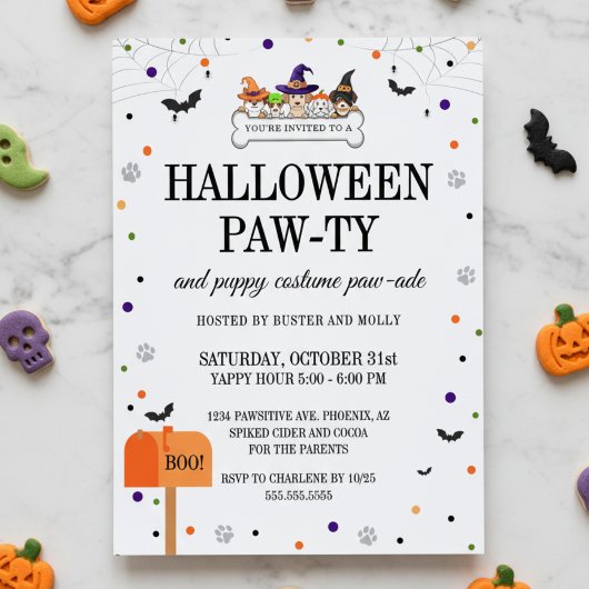 Cute Halloween Puppy Parade Dog Party Kaart