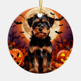Cute Halloween Puppy Spooky Night Charm ✨🎃 wordt: Keramisch Ornament