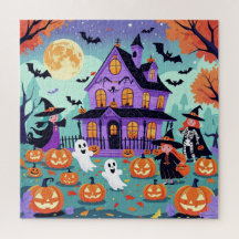 Cute Halloween Puzzle – Haunted House, Ghosts