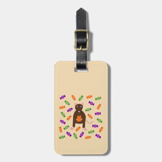 Cute Halloween Rat and Pumpkin Custom Bagagelabel (Voorkant verticaal)