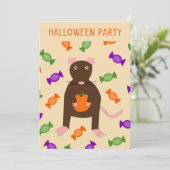 Cute Halloween Rat and Pumpkin Custom Party Kaart (Staand voorkant)