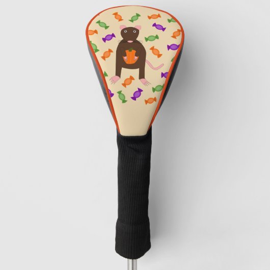 Cute Halloween Rat and Pumpkin Golfheadcover (Voorkant)