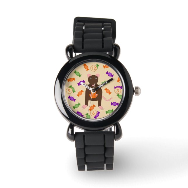 Cute Halloween Rat and Pumpkin Horloge (Voorkant)