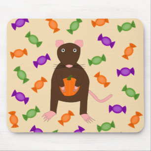 Cute Halloween Rat and Pumpkin Muismat