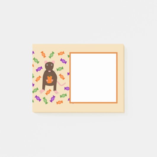 Cute Halloween Rat and Pumpkin Post-it® Notes (Voorkant)