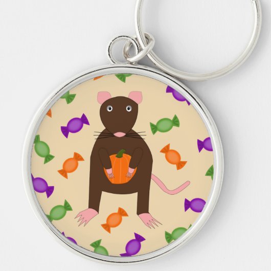 Cute Halloween Rat and Pumpkin Sleutelhanger (Voorkant)