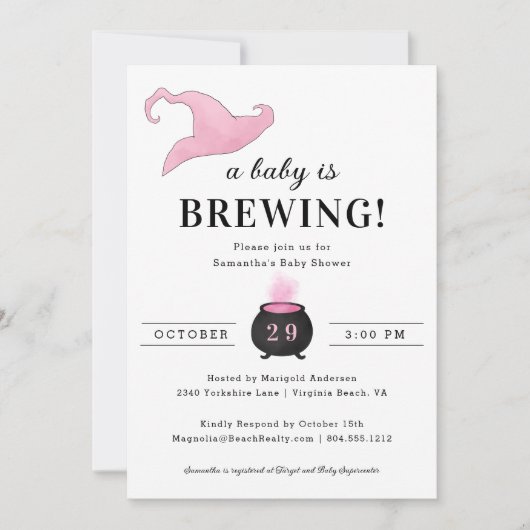 Cute Halloween Roze een Baby Is Op Komst Baby Borr Kaart (Voorkant)