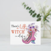 Cute Halloween Roze Witch Shoes Quote Briefkaart (Staand voorkant)