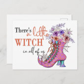 Cute Halloween Roze Witch Shoes Quote Briefkaart (Voorkant / Achterkant)