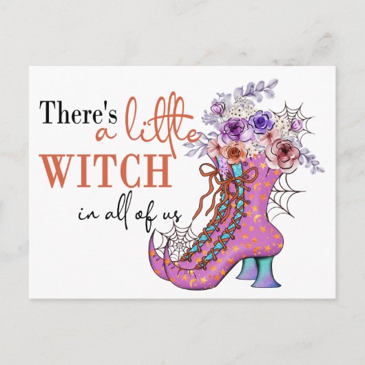 Cute Halloween Roze Witch Shoes Quote Briefkaart (Voorkant)