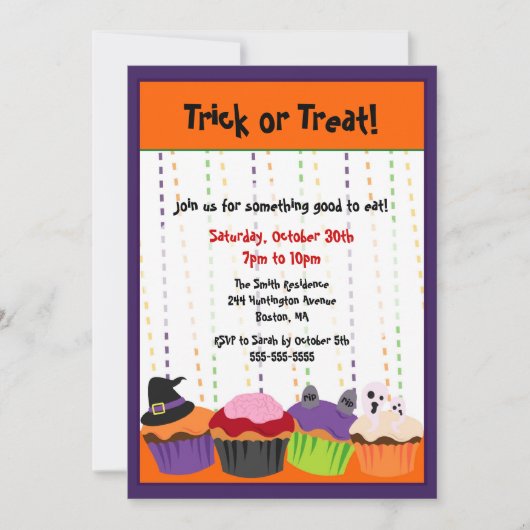CUTE Halloween Scary Cupcake Invitation Kaart (Voorkant)
